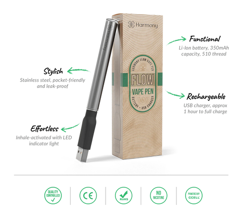 FLOW Vape Battery by Harmony | Rechargeable CBD 510 Vape Pen Infinity CBD FLOW Vape Battery by Harmony | Rechargeable CBD 510 Vape Pen Infinity CBD