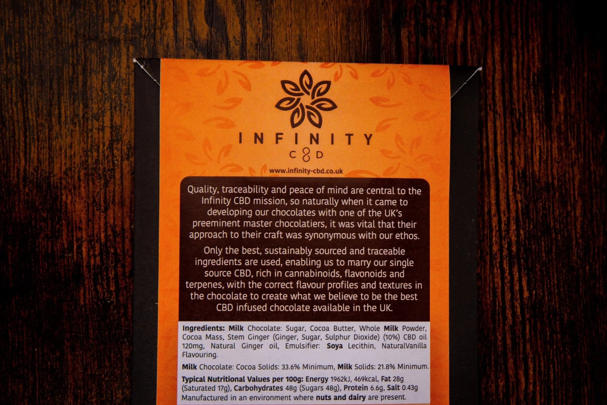 CBD Chocolate by Infinity CBD Gingerbread CBD Chocolate ingredients 