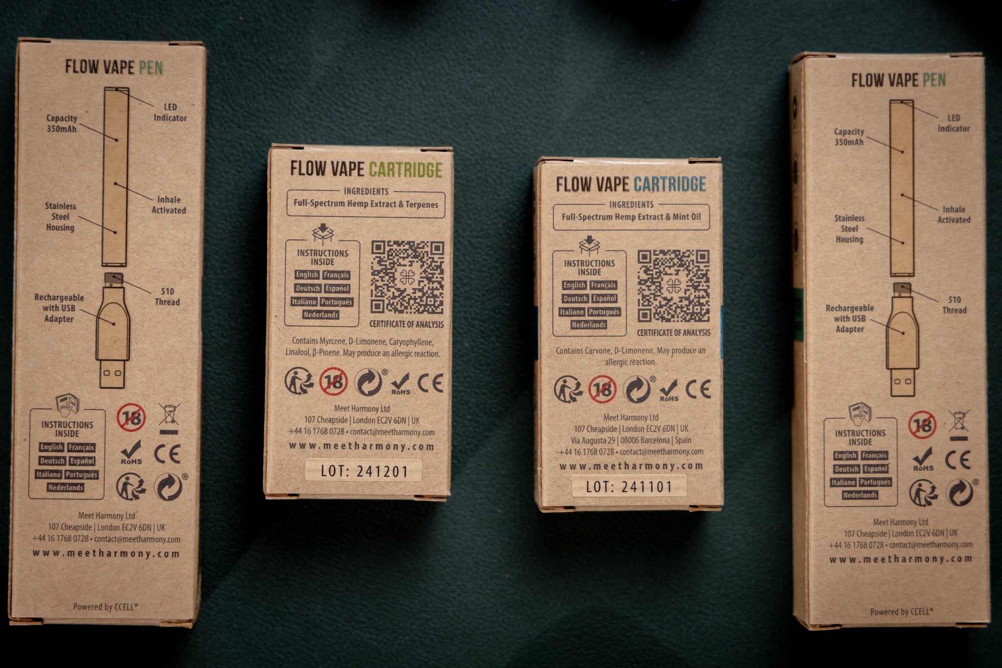 Mint hemp CBD Vape Cartridge 75% | Full-Spectrum | Harmony